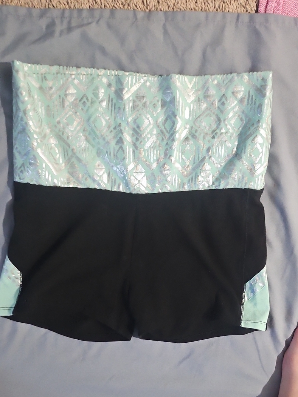 Victoria's Secret Black Shorts with Mint Patterned Waistband